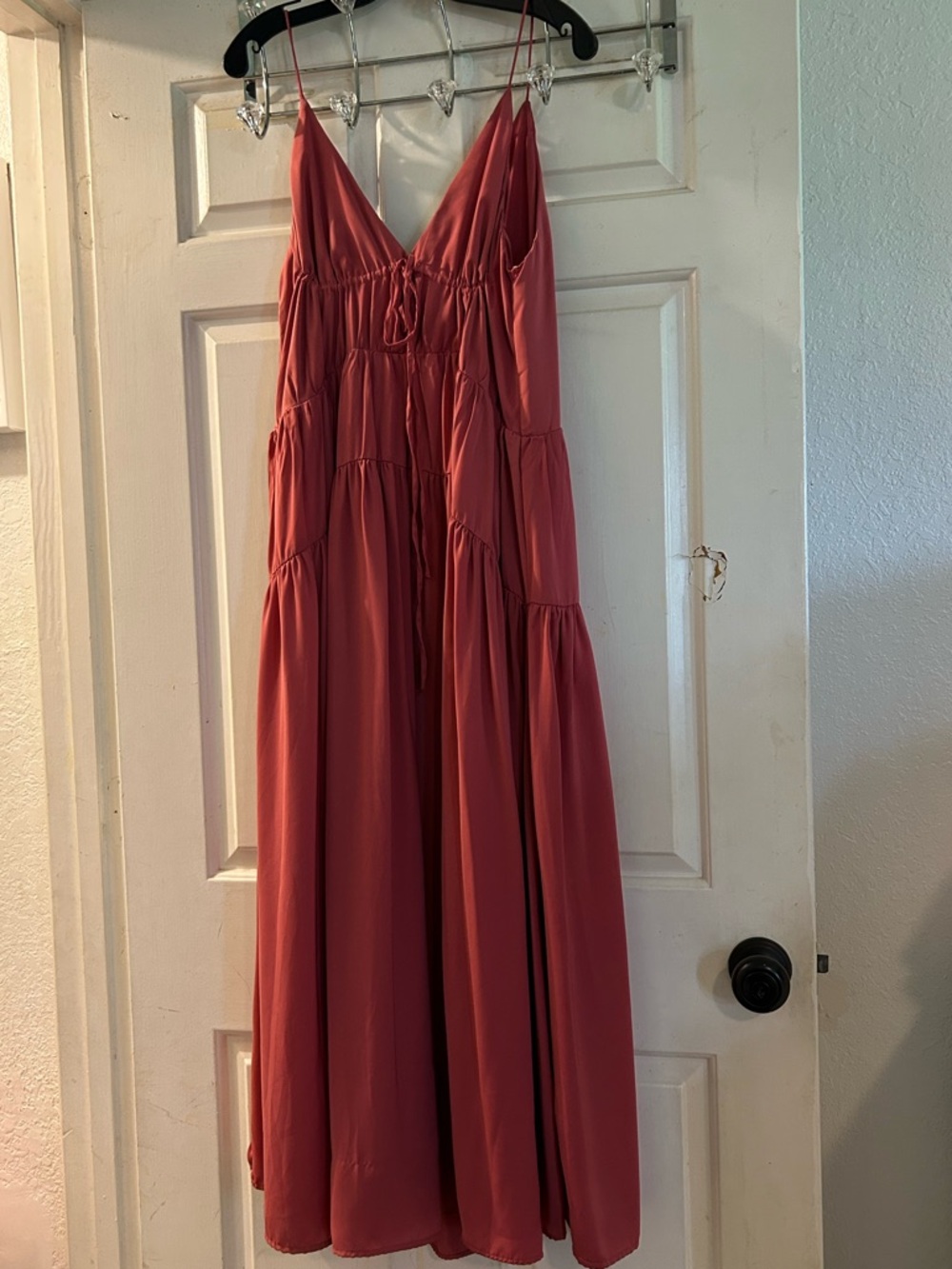 Zara Rust Pink Tiered Maxi Dress